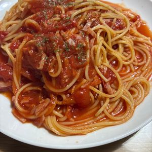 yu-mingの作ってみた!投稿(【ベーコンのガーリックトマトパスタ】簡単カフェごはん♪)