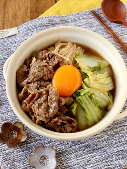 簡単＆スピードメニュー＊牛肉と白菜のすきやき風煮