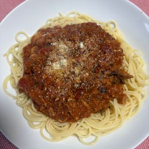 ゆっこの作ってみた!投稿(《人気No.1》我が家の殿堂入り👑さば缶トマトソースパスタ)