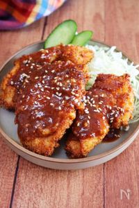 濃厚〜♡【味噌だれチキンカツ】タレはレンジで♪