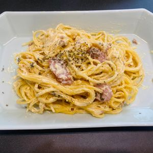 もちのの作ってみた!投稿(失敗しない！ソーセージのカルボナーラ)
