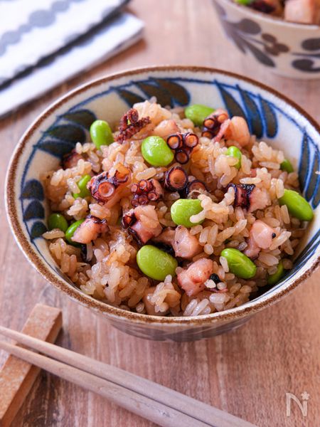 タコと枝豆の生姜香る炊き込みごはん