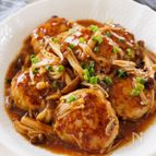 煮込み４分！『照り焼き風煮込みハンバーグ』たれ1本で簡単♡