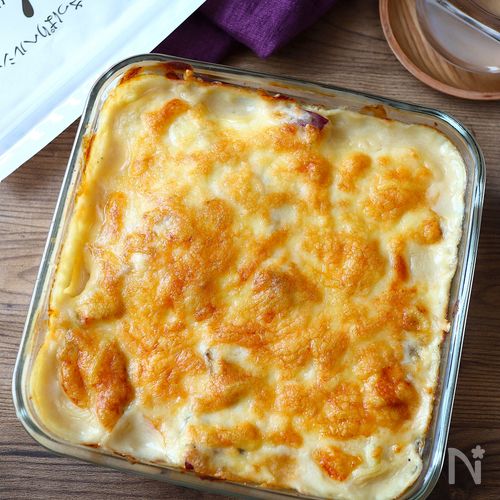 【とろ〜りアツアツ！秋の味覚】さつまいもの豆乳グラタン