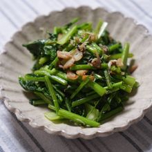 じゃこと大根菜のガーリック炒め