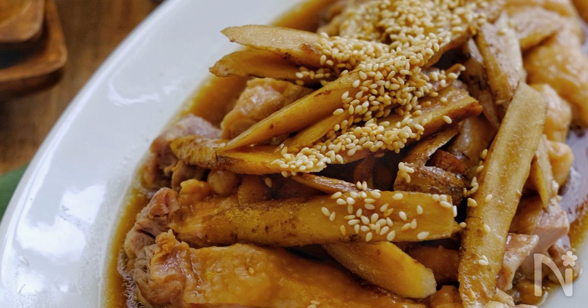 レンジで出来ちゃう！＊ごぼうと鶏肉の旨ぽん煮＊