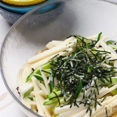 切って和えるのみ!3分でできる長芋とキュウリの塩昆布和え☆