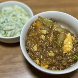 しぃちゃんの作ってみた!投稿(【白菜とひき肉のとろたまあんかけ】男子喜ぶ/丼にも♡︎)