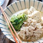 豚バラレタスの塩だれ肉豆腐【#簡単 #スピード #包丁不要】