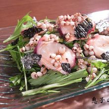 たこと水菜のはとむぎサラダ
