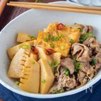 たけのこと厚揚げ、豚肉のピリ辛煮