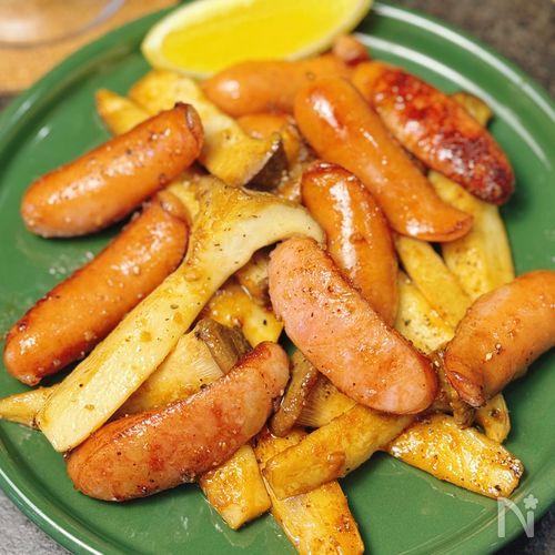 【ウインナーとエリンギのにんにく醤油炒め】おつまみに最高♪