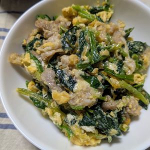 はるねこの作ってみた!投稿(ほうれん草と卵と豚肉の《とろ～りあんかけ炒め》)