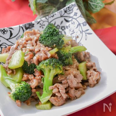 がっつり!旨テリ!豚こま肉とブロッコリーの照り炒め!