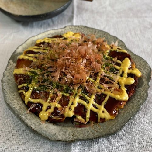 混ぜて焼くだけ！【ラク美味米粉お好み焼き】