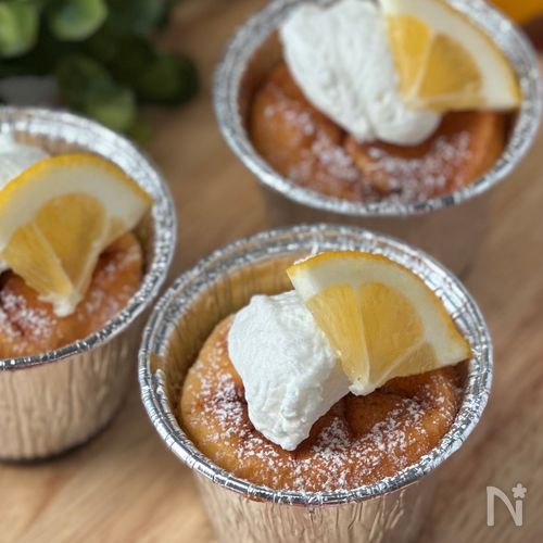米粉で簡単！しっとりシュワっと♡レモンチーズスフレ