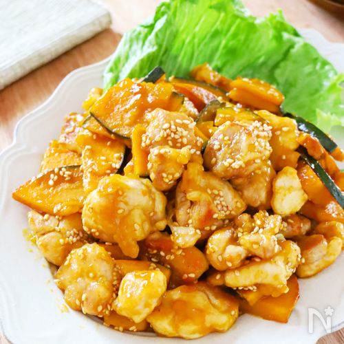 ご飯が進む!【鶏肉とかぼちゃの甘酢照り焼き】お弁当にも◎