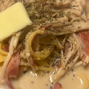 mocoの作ってみた!投稿(濃厚クリーミー♡きのことベーコンの豆乳スープスパゲッティ)
