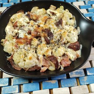 M＊Pの作ってみた!投稿(『カリフラワーときのこのマヨチーズ焼き』食欲そそる香ばしさ♬)