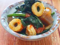 箸が止まらな〜い！ちくわこんにゃくほうれん草の甘辛炒め