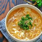 切り干し大根ともやしと豚肉のピリ辛かき玉味噌スープ