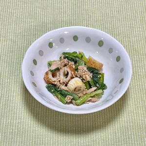 キャピタンの作ってみた!投稿(５分で作れる！【小松菜とちくわの無限ツナ和え】)