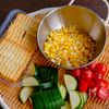 絹厚揚げと夏野菜のうまポンチャンプルーの工程1