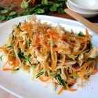おかずサラダ＊水菜とにんじんと鶏ささみのわさび・ポン酢サラダ