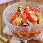 超簡単5分おかず♪汁まで飲みほす♡『トマトのねぎ甘酢あえ』