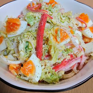 まゆのの作ってみた!投稿(【キャベツと卵のスパゲッティサラダ】お箸が止まらない)