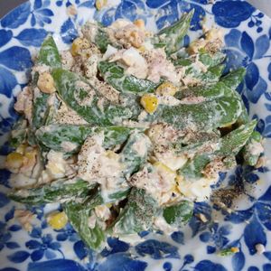 886853の作ってみた!投稿(子どもも喜ぶぱぱっとおかず【スナップエンドウのツナマヨ和え】)