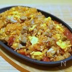 鉄板でジューシーチキンライス