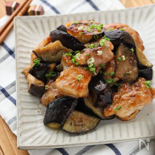 ナスと鶏肉の甘辛炒め