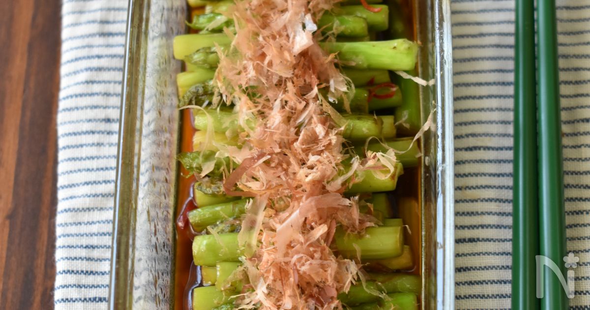 お酒に合う！野菜おかず♪アスパラのおかかポン酢浸し