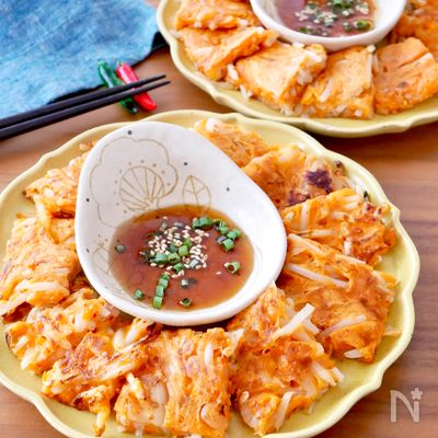 【もやしキムチーズチヂミ】節約時短おかず!