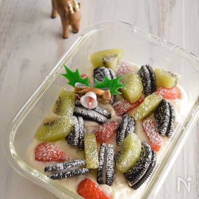 【クリスマス♡スコップレアチーズケーキ】混ぜて冷やすだけ！