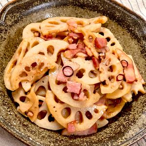 michuの作ってみた!投稿(シャキシャキやみつき♡【れんこんとベーコンのペペロン】)