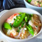 【卵とろ〜り】カニカマとえんどうのふわふわ卵のうま塩天津飯