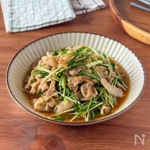 ジューシーシャキシャキ食感
簡単10分♪豚バラと水菜の旨炒め