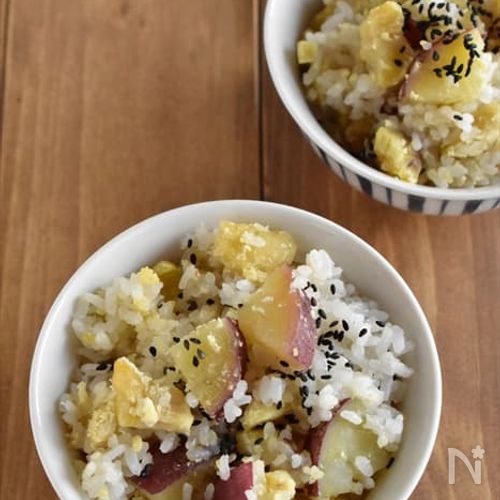 【さつまいもと栗の白だしごはん】もちもちで美味しい♡