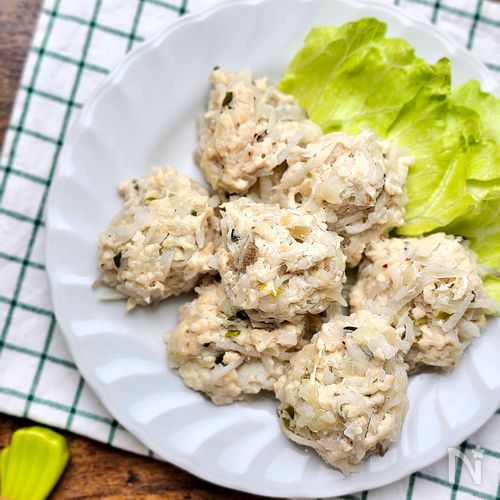 【塩こうじのながいも鶏つくね蒸し】ふわふわヘルシー♪