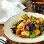 豚バラと厚揚げと夏野菜の甘辛炒め