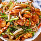 行列の大衆食堂の🍚鶏肉のピリ辛濃厚甘みそスタミナ炒め🤩