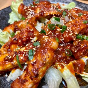 ★homare★の作ってみた!投稿(下味マヨでやわらかい♪豚ロース厚切り肉のヤンニョム風)