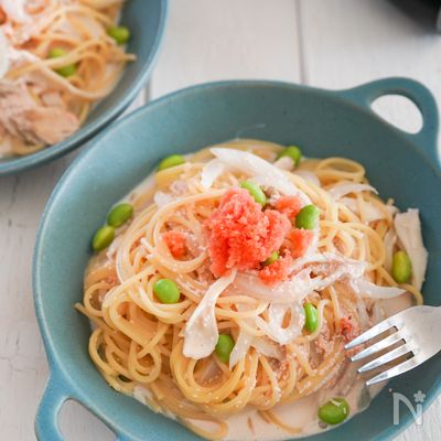 あっさり満足♪明太子ときのこのクリームパスタ