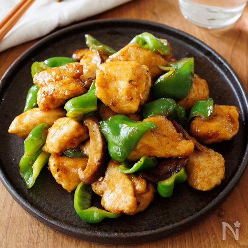『鶏むね肉とピーマンの中華風炒め』お肉やわらか☆節約おかず♪
