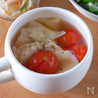 5分で完成〈トマトとワンタンのスープ〉この夏の神スープ✨