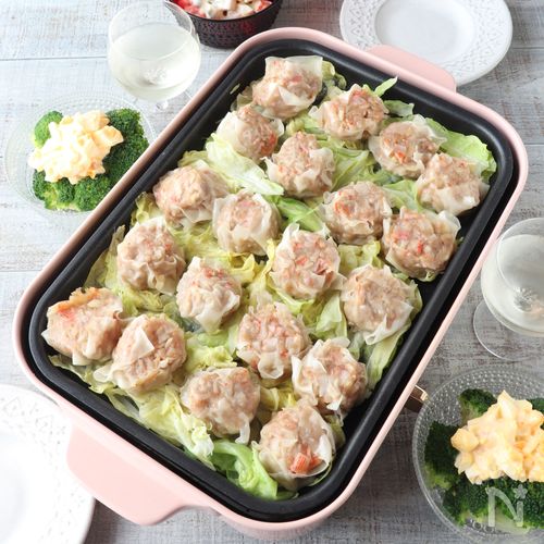 ホットプレートでカニカマしゅうまい