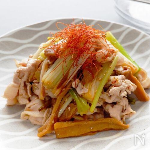 【夏のさっぱりおかず】焼きネギとメンマのピリ辛冷しゃぶ