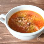 生ハムの旨味が染み渡る♪トマトとパプリカの生ハムスープ